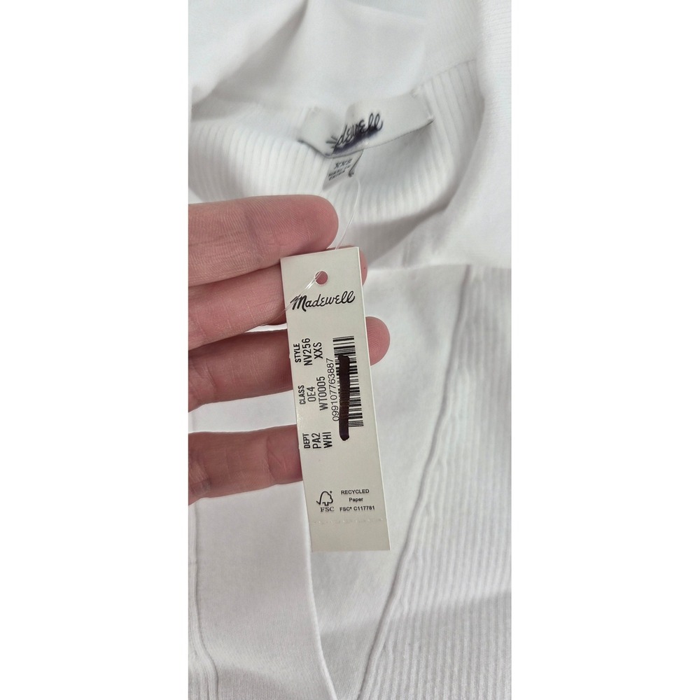 Madewell Cotton Johnny-Collar Sweater Tank Sleeveless Polo Top White Size XXS - Picture 3 of 7